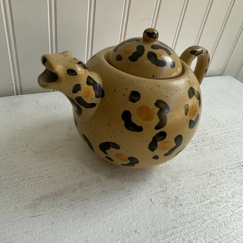 Urban Outfitters Leopard Teapot Animal Print Ceramic Jungle Boho Decor